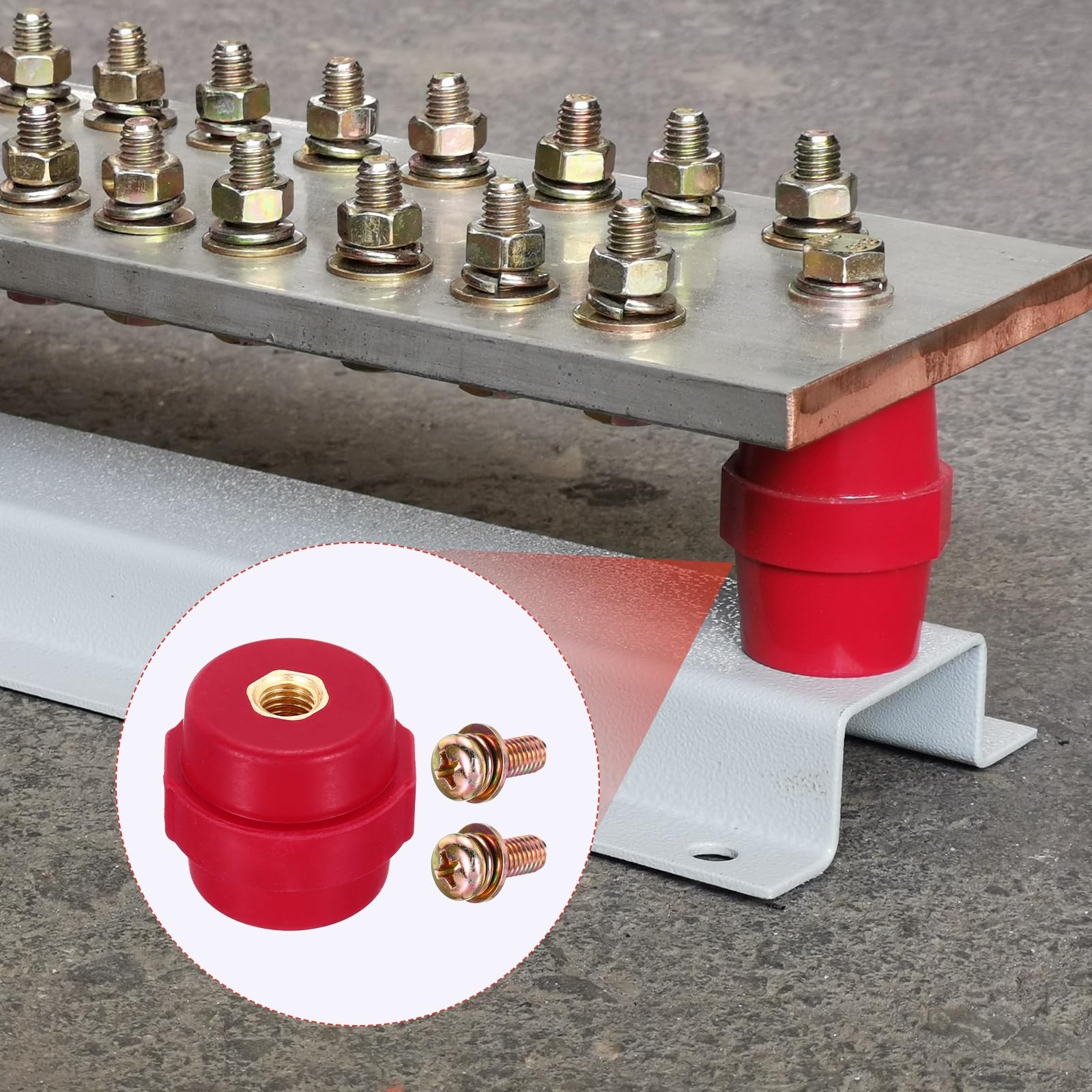 QUARKZMAN 4 Stück SM-30 Sammelschienenisolator Polyester Abstandsisolator Hochfest Mit M8 Schrauben Gewindestiften Und Unterlegscheiben Für Stromverteilungsschrank