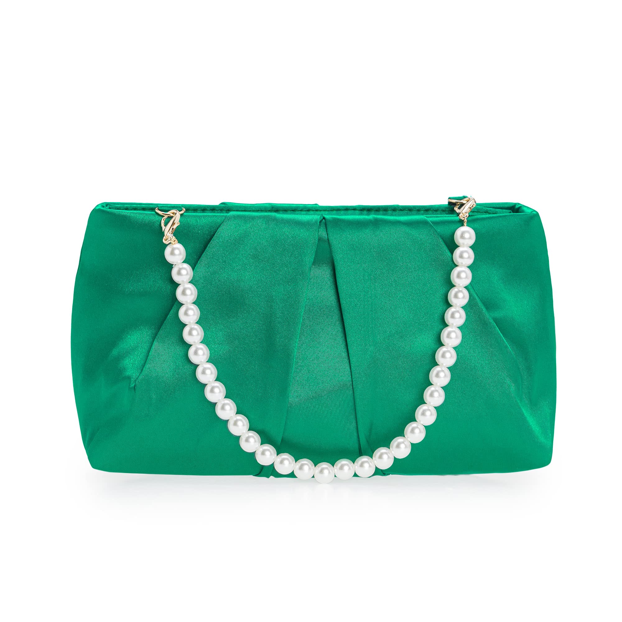 CHARMING TAILOR Evening Bag Women Wedding Party Handbag Small Dressy Formal Purse Pleated Satin Clutch