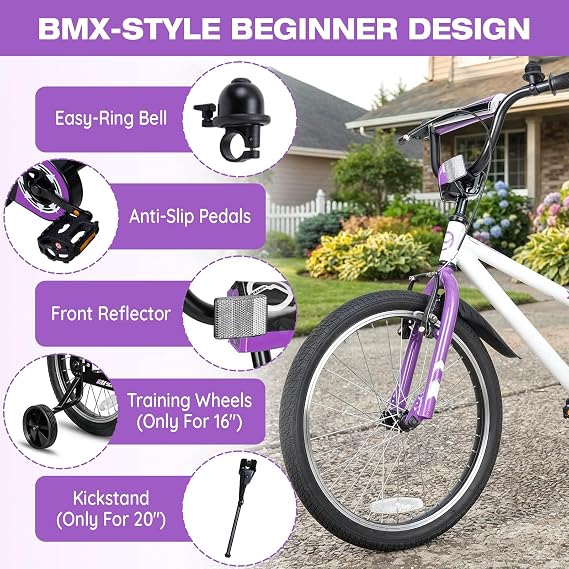 16 20 Inch Kids Bike BMX Style Child Tween Bicycle Rider Ages 4-12