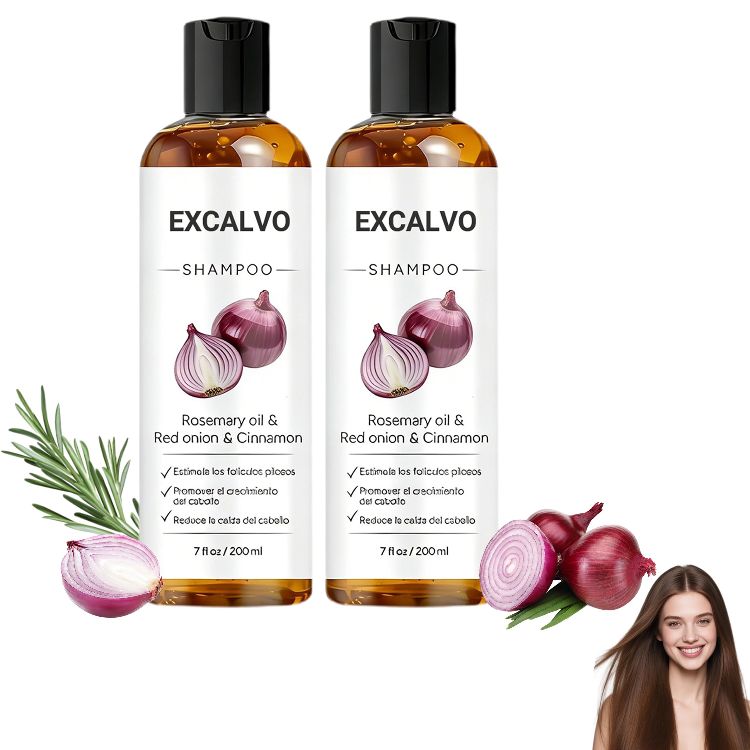 Excalvo Champu de Cebolla, 2026 Nuevo Champú Cebolla, Champu Excalvo, Con Extracto De Canela, Limpieza Diaria Para Un Cabello Más Denso En Apariencia, para Hombres y Mujeres, 200 ml (1 Botella) — view 8