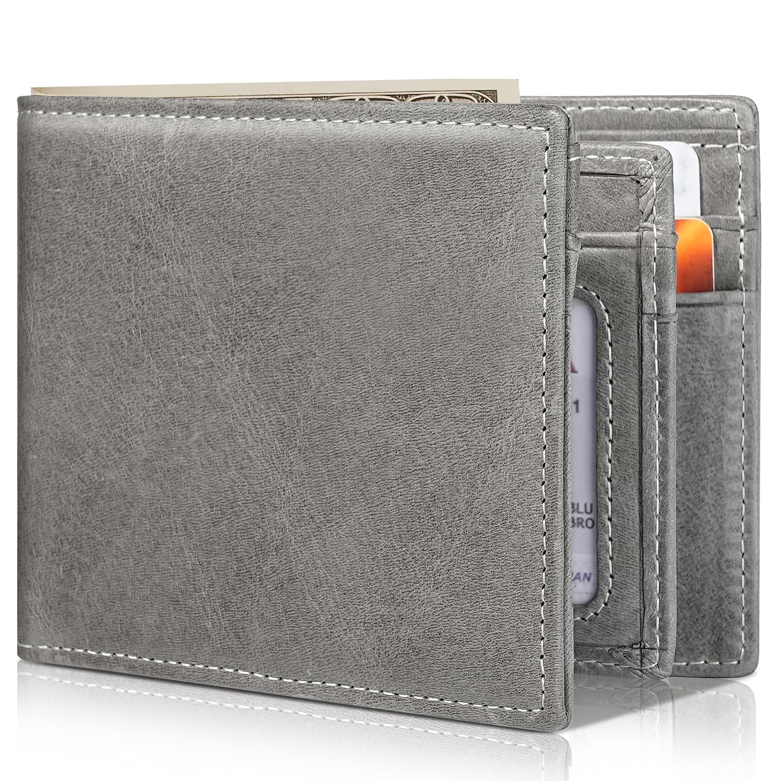 Artpaxy Mens Wallet Bifold Genuine Leather RFID Blocking Wallet for Men with 1 ID Windows 13 Card Holders 2 cash pockets 1 Gift Box