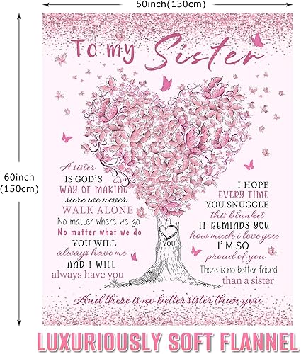 Miniatura 7 de Beiwoer Manta de regalo para hermana de 50 x 60 pulgadas, regalo para hermana mayor, regalos de cumpleaños para hermanas de parte de hermana, ideas
