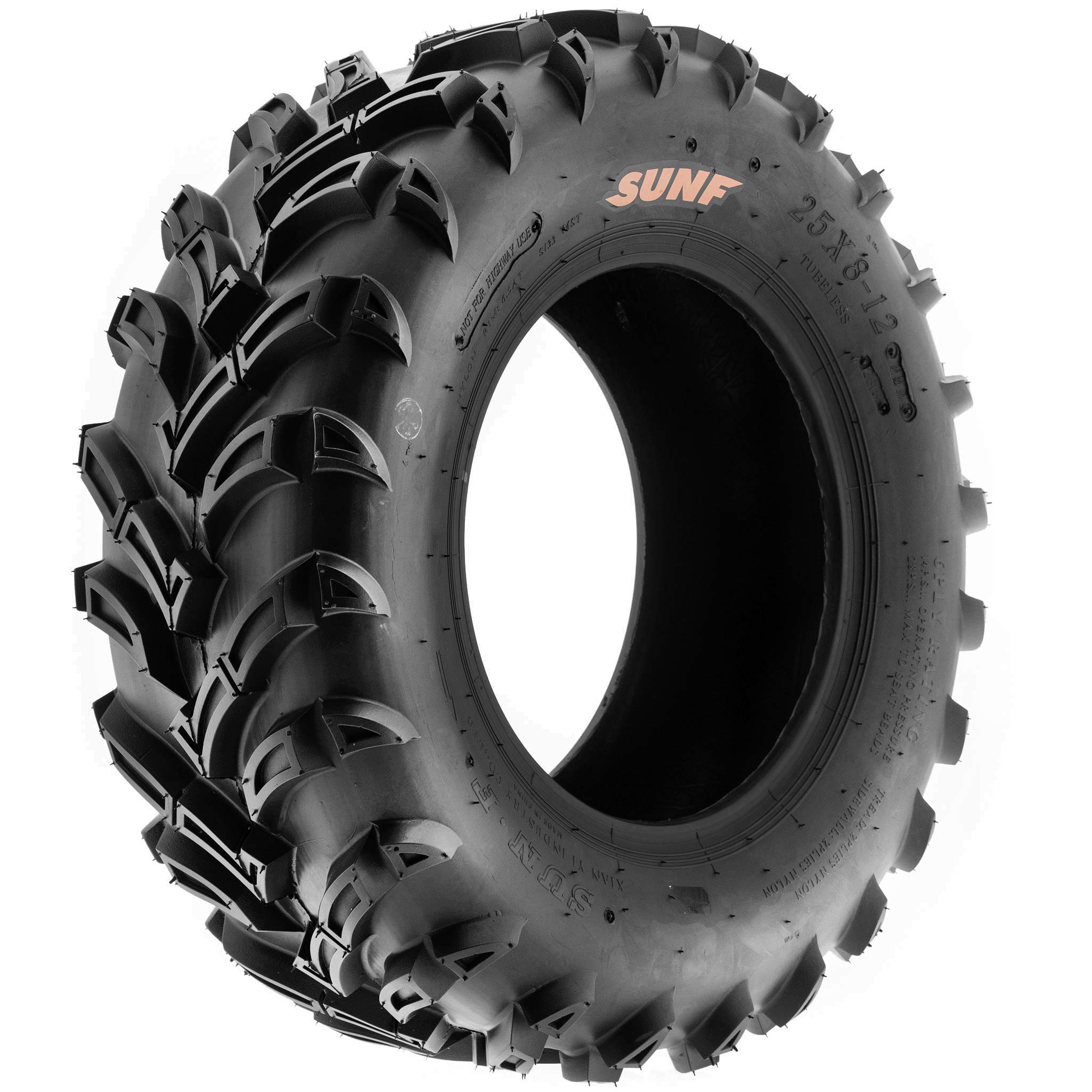 SunF A024 25x8-12 25x8x12 Quad ATV UTV Fango pneumatico A/T 6PR TL 65J E4 Mark, set di 2 pezzi