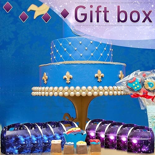 Miniatura 7 de Nezyo 24 cajas de regalo de fiesta espacial de 4.8 x 2.4 x 5.2 pulgadas, cajas pequeñas de galaxia a dos aguas, sistema solar, planeta, cartón,