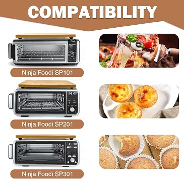 Compatible with Ninja Foodi SP101 SP201 SP301 Cutting Board, Heat Resistant Space Save Board for Ninja SP101/201/301 Dual Heat Air Fryer, Toaster Oven, Protect Cabinets, Bamboo