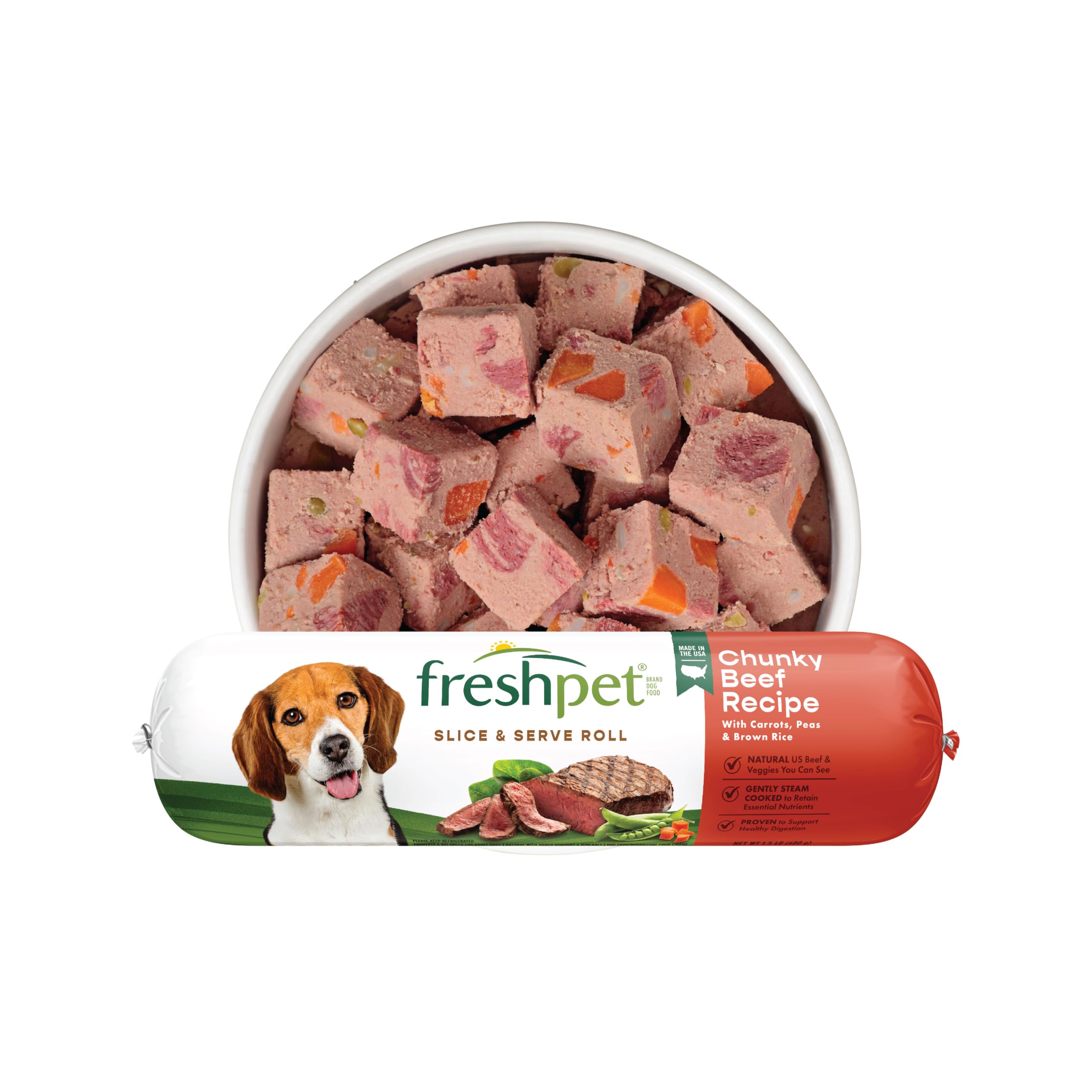Freshpet Healthy &amp; Natural Dog Food, Fresh Beef Roll, 1.5lb