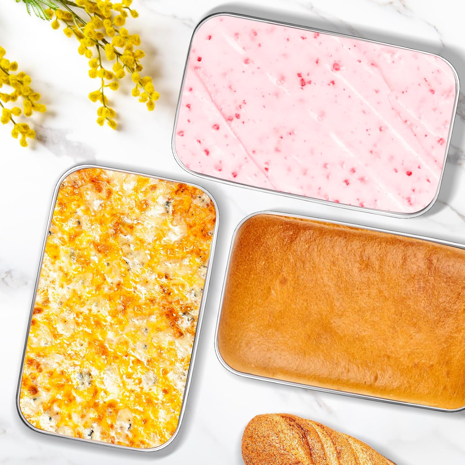 4 Pack Loaf Pans, Stainless Steel Loaf Bread Pans, 9 × 6 Inch