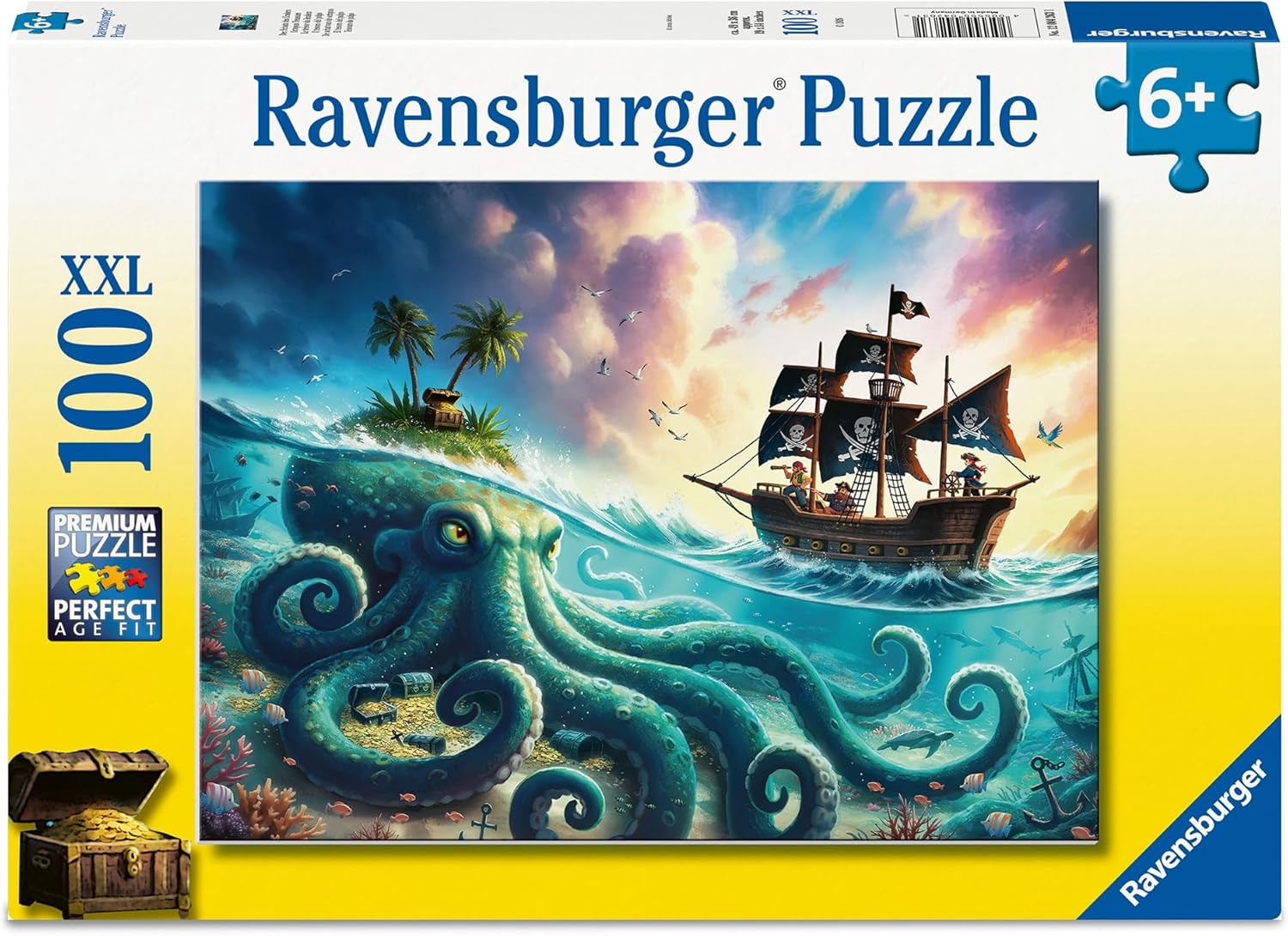 Ravensburger Octopus Treasure 100 Piece XXL Puzzle for Kids 6+