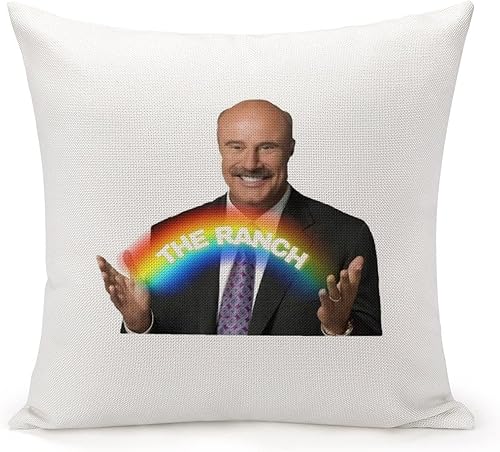Dr Phil The Ranch - Funda de almohada cuadrada de terciopelo con diseño de arco iris decoración del hogar para cama sofá sala de estar 18 x 18