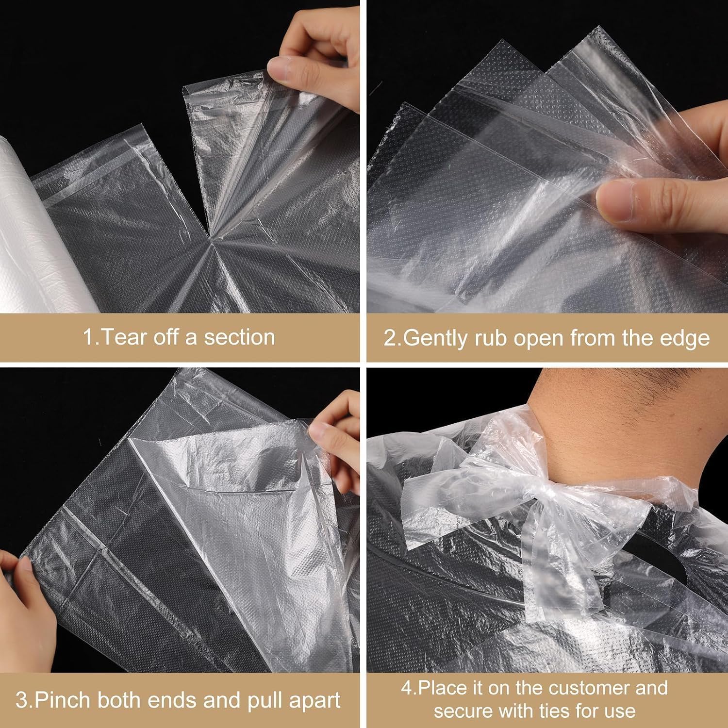 100 Pcs Disposable Barber Cape,59" x 47" Waterproof Hair Cutting Cape for Hair Coloring, Salon, Barber Shop, Hair Stylist & Home Use
