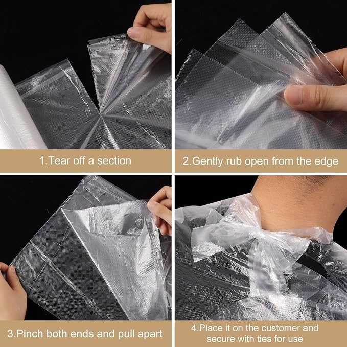 100 Pcs capa desechable impermeable 59x47 pulgadas para barbería miniatura 5