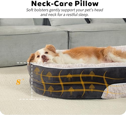 Miniatura 2 de Sofá ortopédico para perros de gran tamaño con soporte de espuma de huevo, cojines de cuatro lados, tela suave resistente al desgarro y funda de