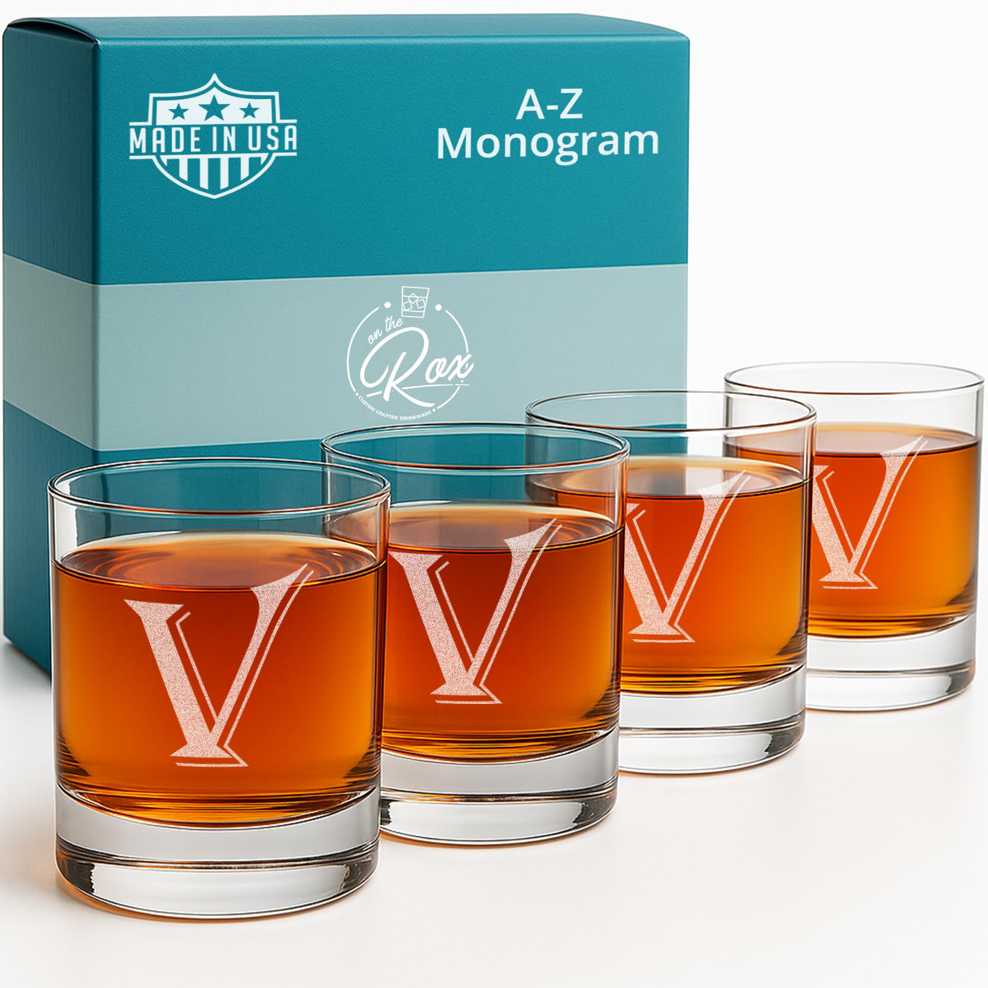 4 piezas de 11 oz grabado Heavy Base rocas gafas elegante vidrio uso como un multiusos bebidas cristal o como un rocas vidrio regalo perfecto para cualquier especial occasion- por: sobre la Rox