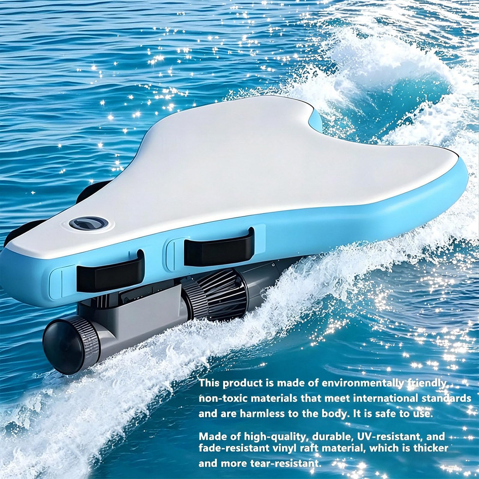 Tabla de Bodyboard Eléctrica e Inflable Portátil, Scooter Subacuático de 500 W 10000 mAh con Autonomía de 40-130 min, 10 Velocidades, 3-7 km/h, Esnórquel y Actividades Recreativas Acuáticas