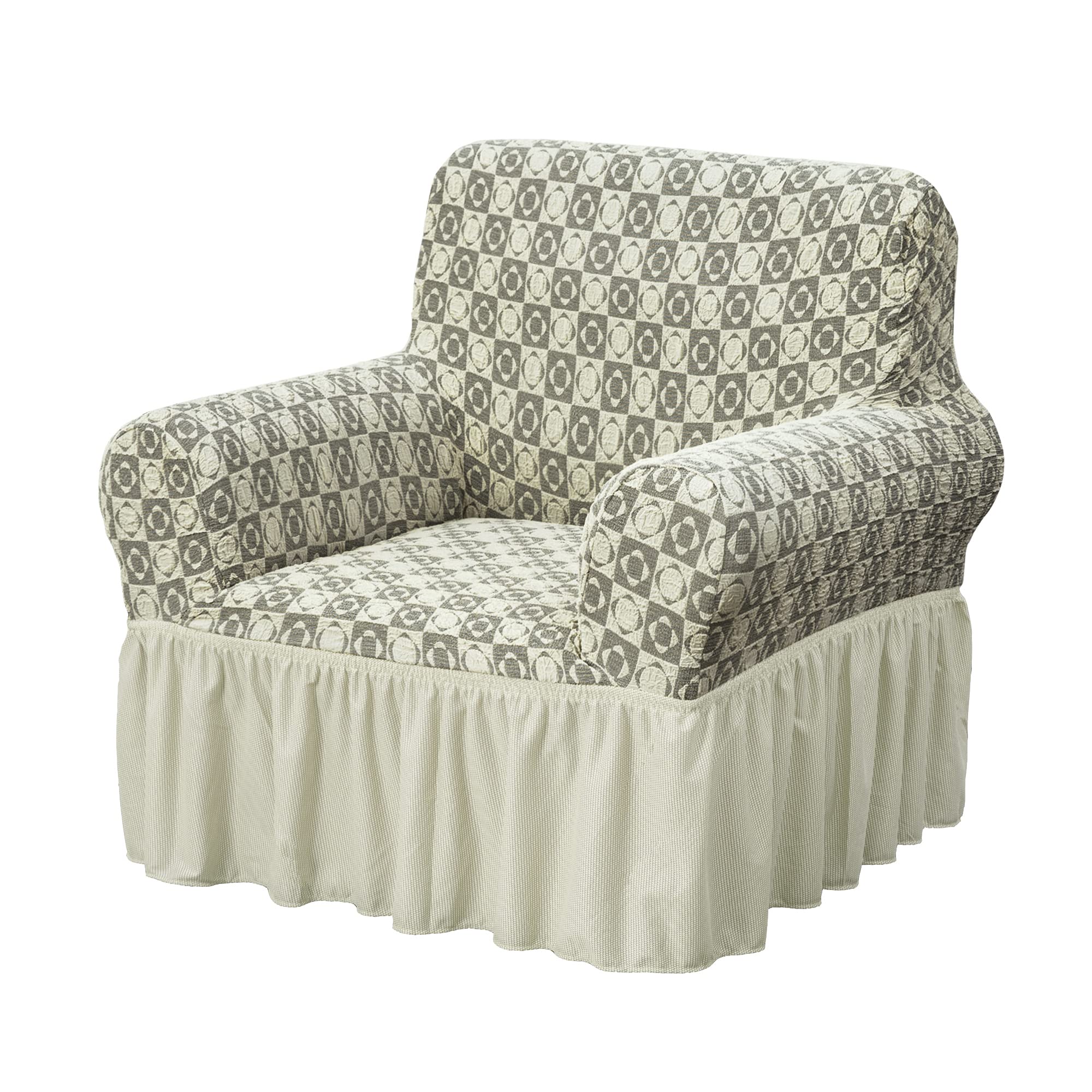 Fabienne Woven Jacquard Fabric Sofa Cover Stretchable Couch Cover Furniture Protector Slipcover Fits on Standard and Recliner Sofa (1 Seater, Cream)