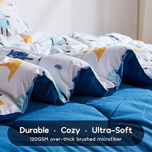 Miniatura 3 de SLEEP ZONE Juego de edredón para niños, tamaño matrimonialqueen, súper lindo y suave, ropa de cama para niños en una bolsa, juego de 7 piezas con