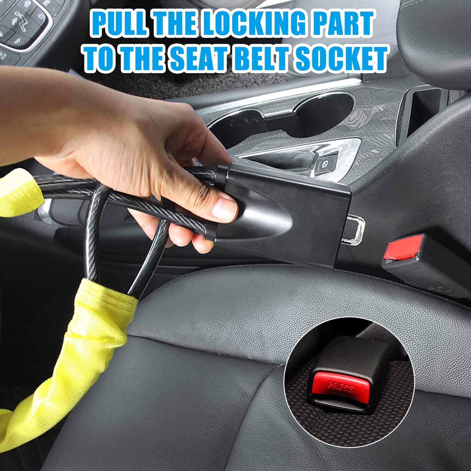 Bloccasterzo Universale Con 2 Chiavi - Antifurto Visibile A Barra Per Auto, SUV E Camion - Colore Giallo Fluorescente