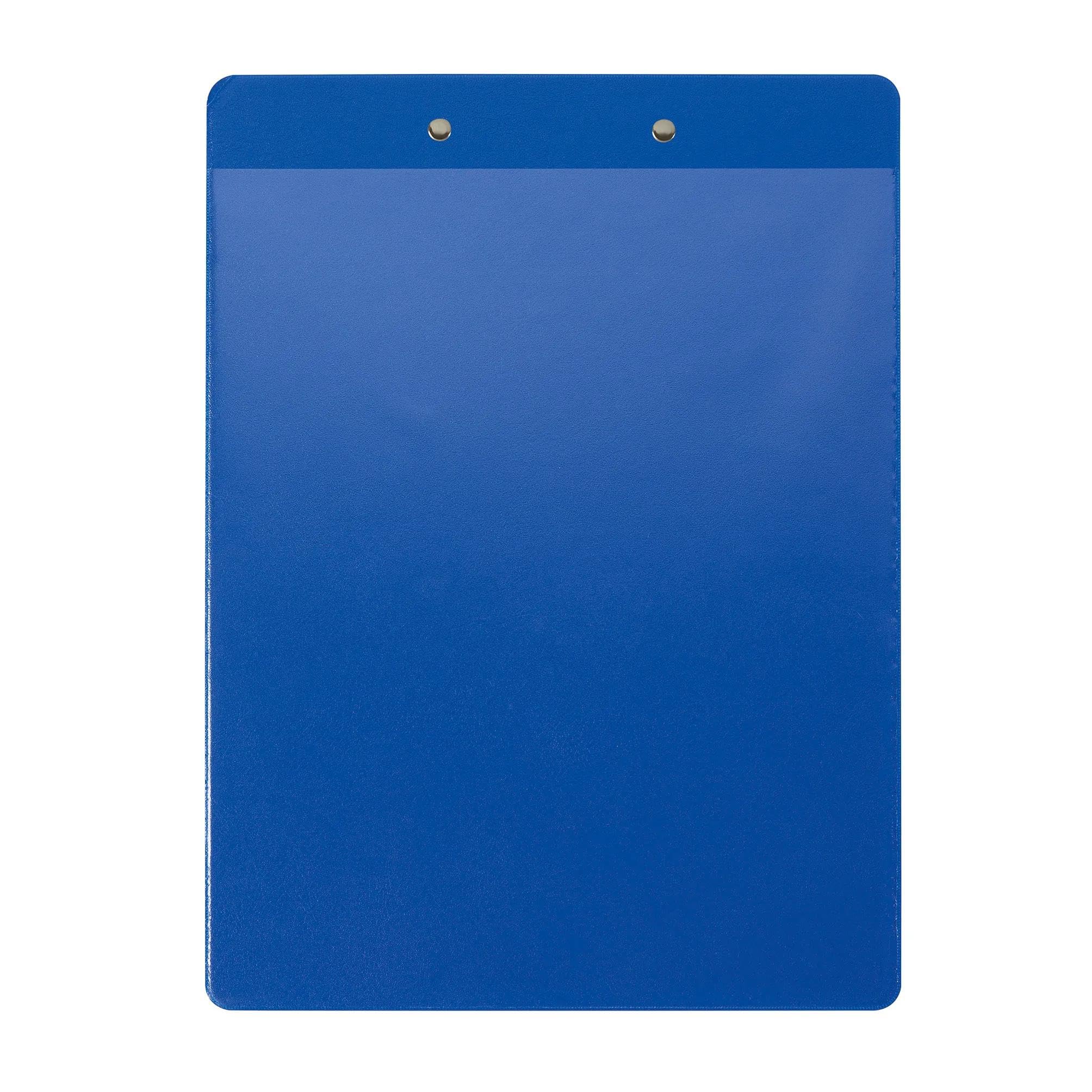 Exacompta - Réf. 19292E - Carton de 10 porte-blocs à pince avec pochette plastique sur le dos - Système d'accroche mural - Dimensions : 23 cm x 32 cm pour document format A4 - Bleu
