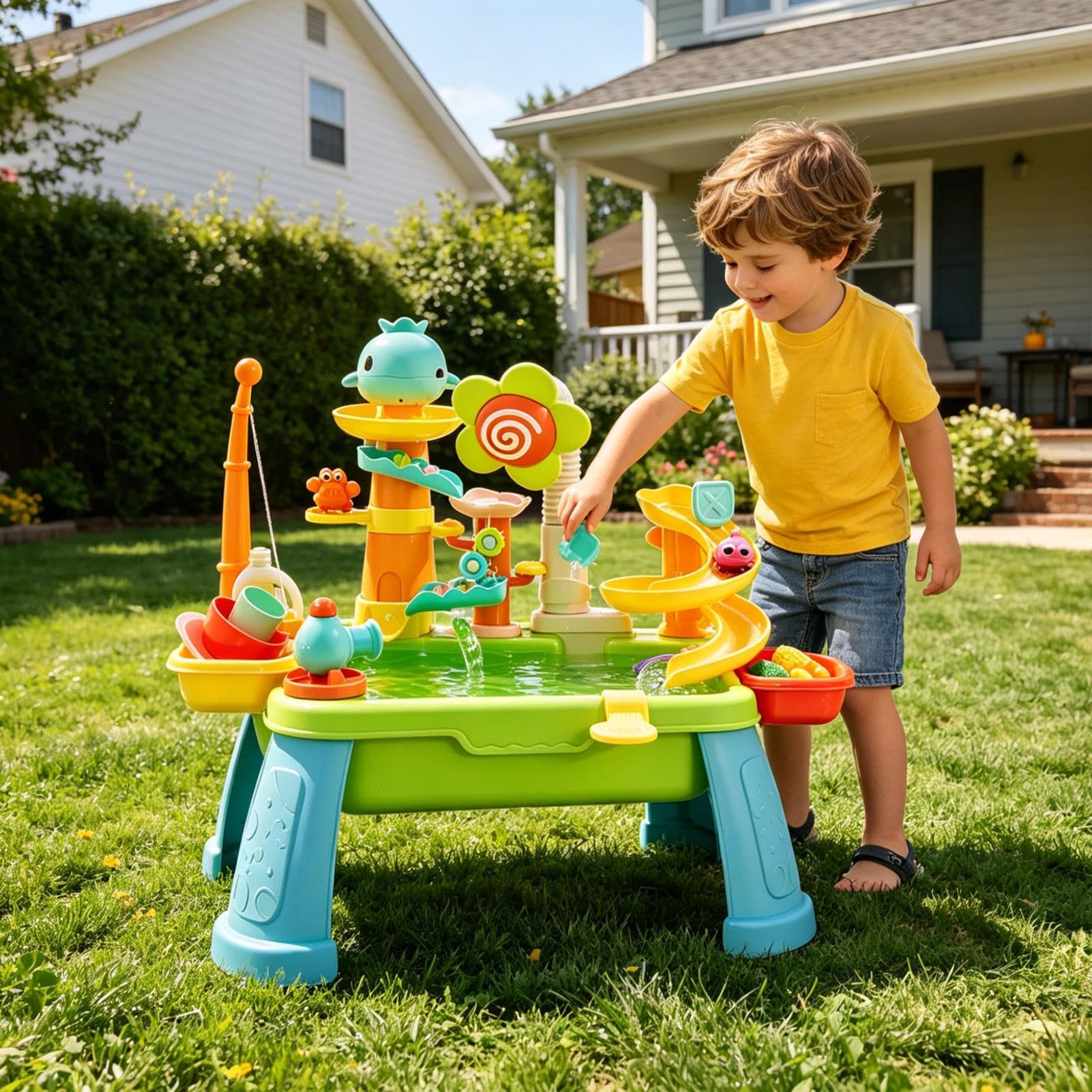 per Bambini con Acqua Corrente,Giocattoli Elettrici Interattivi con Gambe Rimovibili,Tavolo Acquatico | per Cucina Interno Bagno Lavaggio Giardino attività Prescolare Gioco Sensoriale