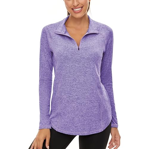 LURANEE Womens UPF 50+ Long Sleeve 1/4 Zip Pullover Athletic Hiking Running Workout Tops