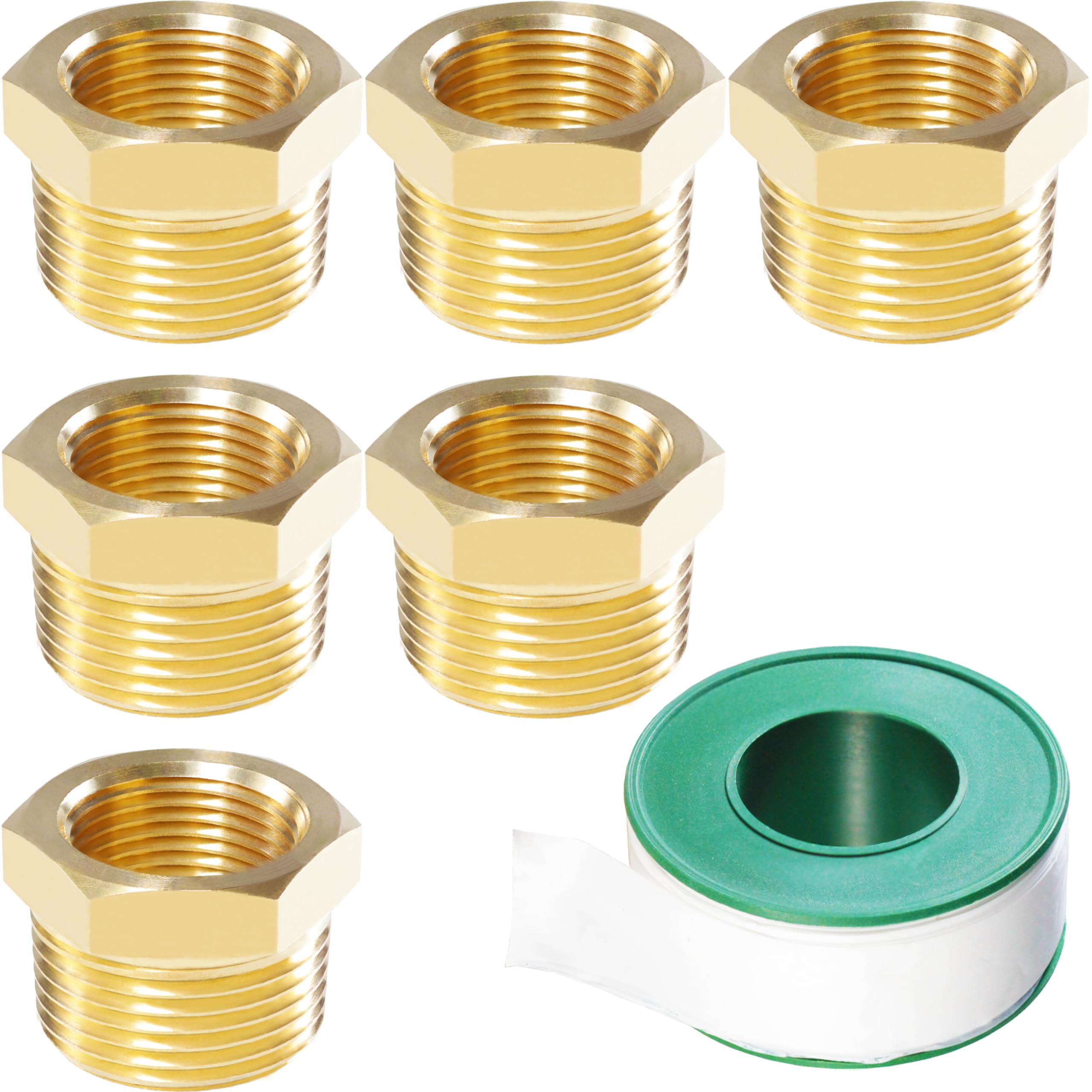 MSAEIQUN Brass Reducer Hex Bushing Threaded Pipe Fitting 1 NPT Male x 3/4 NPT Female Bushing 1 to 3/4 Adapter Pipe Fitting (1 NPT Male x 3/4 NPT