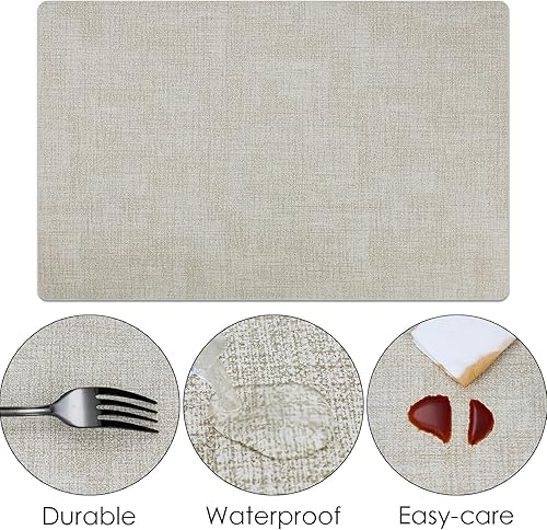 Miniatura 5 de Juego de 6 manteles individuales de piel sintética resistentes al calor, impermeables, a prueba de aceite, lavables, reversibles, antideslizantes,