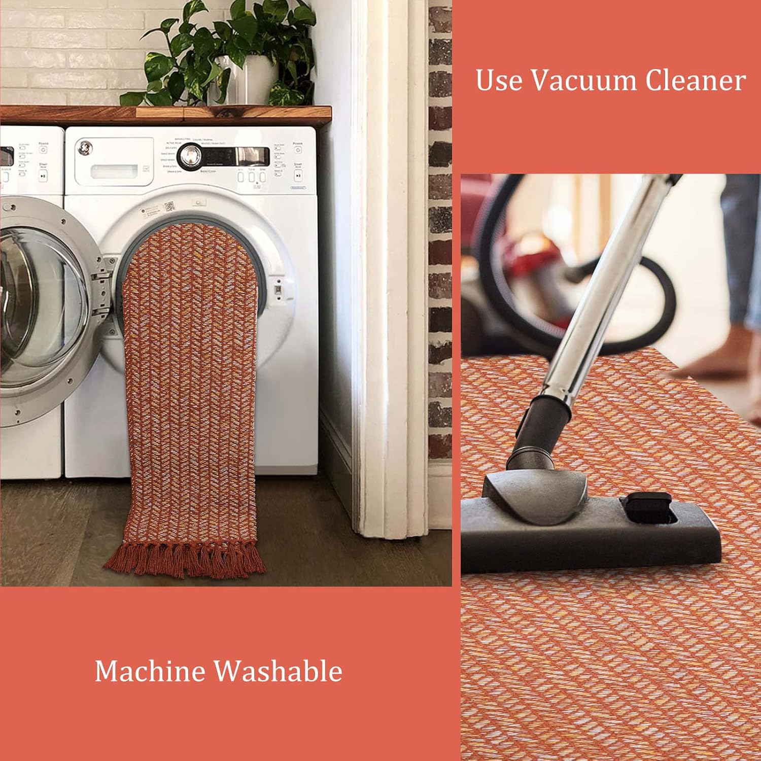 Lahome Belle Boho Bathroom Runner, 2x6 Fall Rug Runners for Hallways Lightweight Laundry Room Rugs Washable Runner Rug with Tassels, Farmhouse Carpet Non Shedding Throw Rugs for Entryway Bedroom