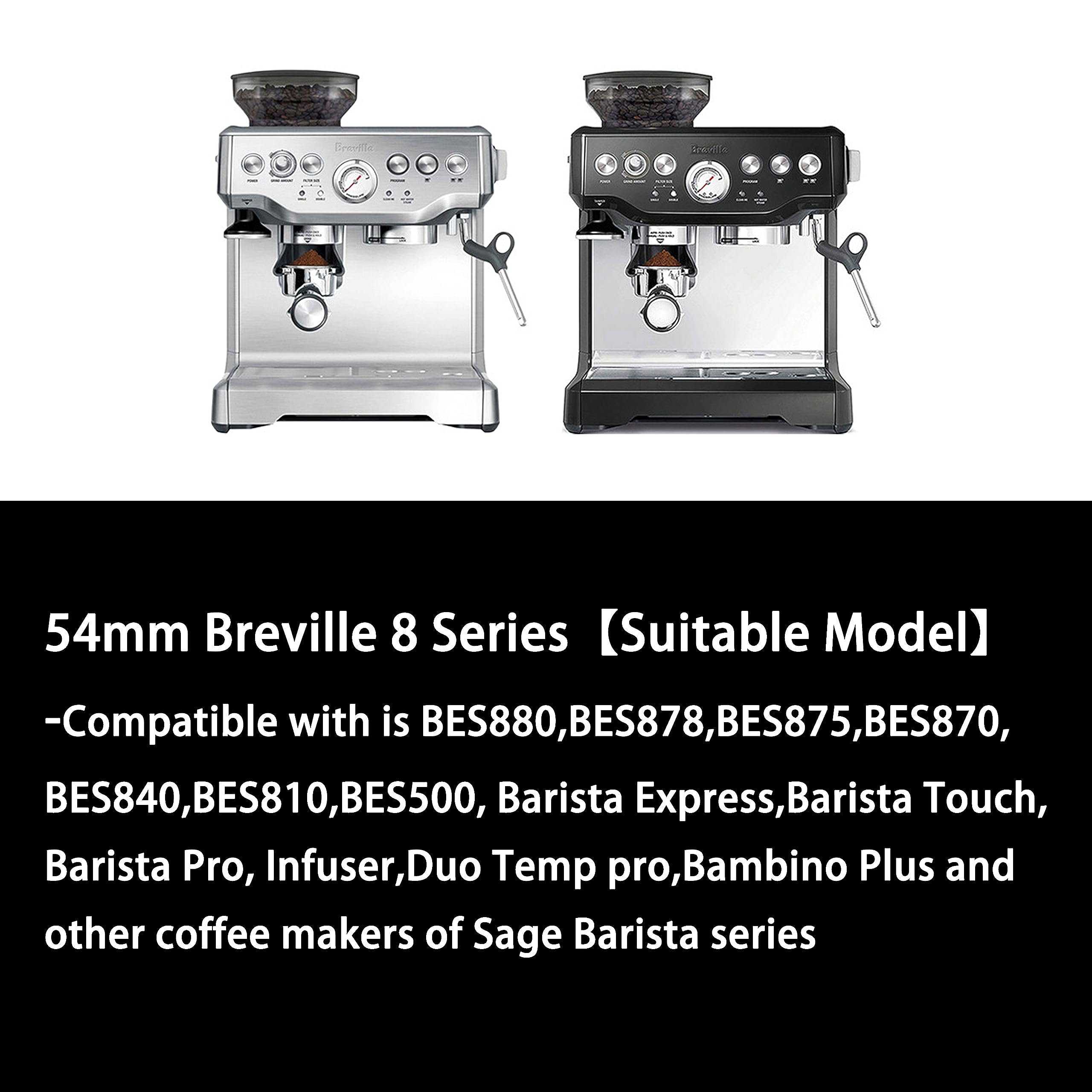 NEOUZA Portafiltro de café espresso de 54 mm, compatible con cafetera Breville Sage 870/875/878/880, cesta no presurizada, doble boquilla (3 orejas)