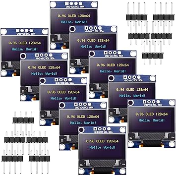 Frienda 10 Pieces I2C OLED Display Module OLED Display Screen Driver IIC I2C Tabellone Seriale con Display Auto-Luminoso Compatible with Arduino/Raspberry PI