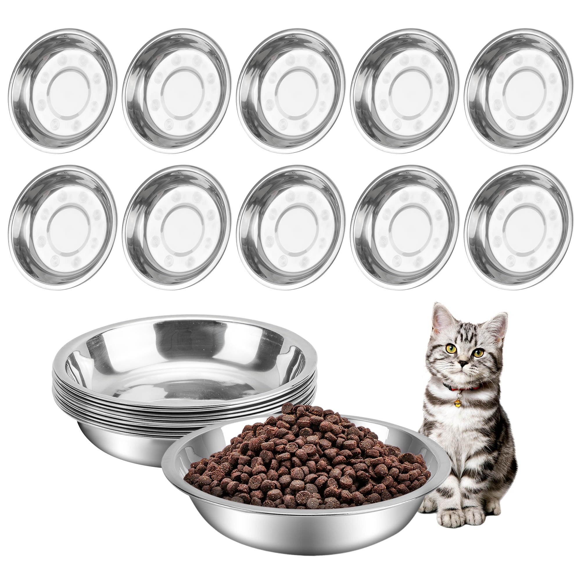 24-Pack Cat Whisker Fatigue Bowls - 5.5 Inch Small Shallow Pet Dishes, Wheat Straw, 4 Colors
