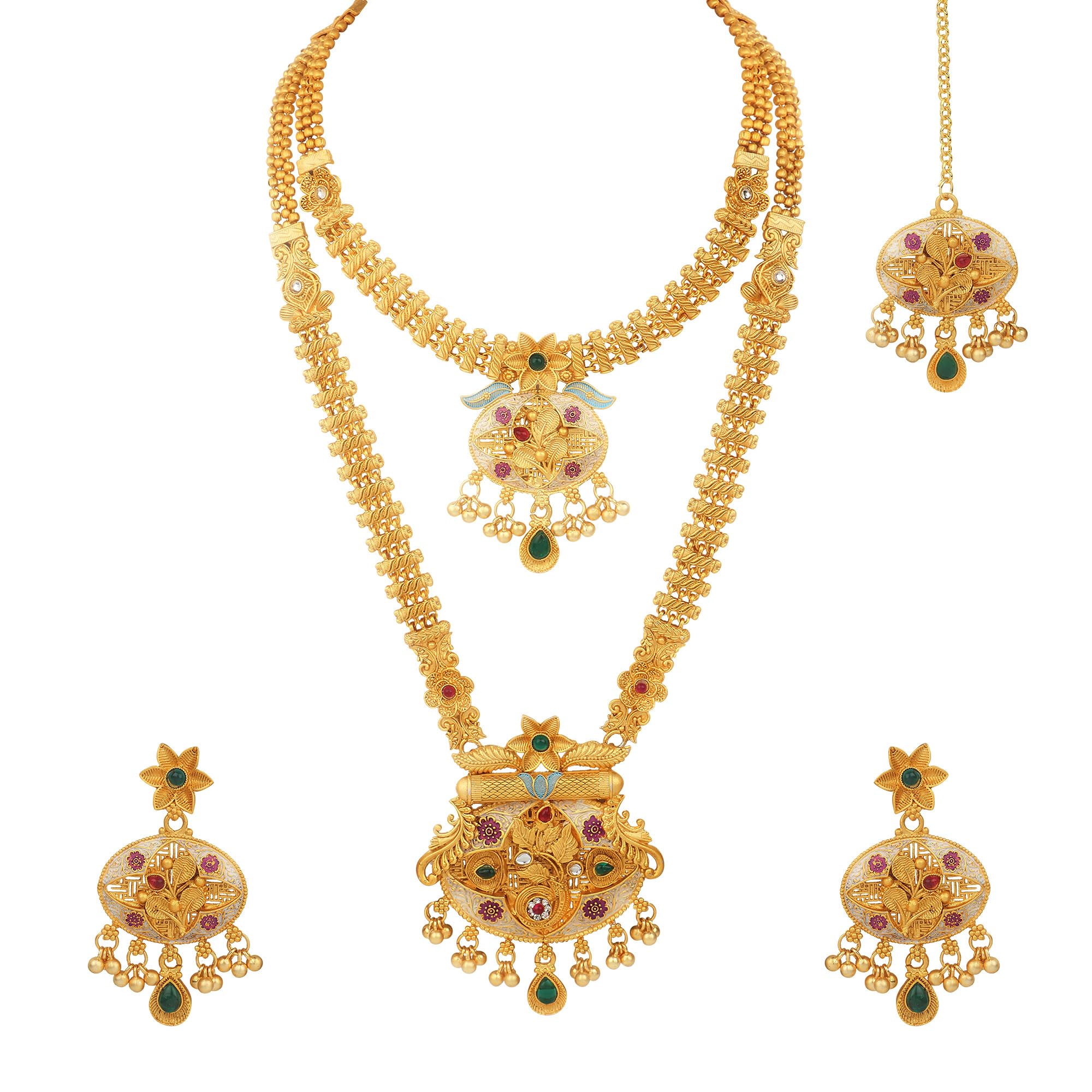 Atasi International Traditional Gold Plated Temple Jewellery Necklace Set With Earrings And Maang Tikka, Suitable For Bridal, Wedding, Party (Ag5858, Womens) (B0CSVZJPWX) Amazon Price History, Amazon Price Tracker