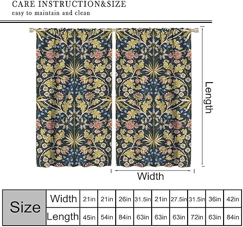 Miniatura 217 de Retro 70s Floral Blackout Window Curtains, Watercolor Flower Plant Rustic Modern Style Pattern Window Drapes, for Bedroom Living Room 42x45in 2