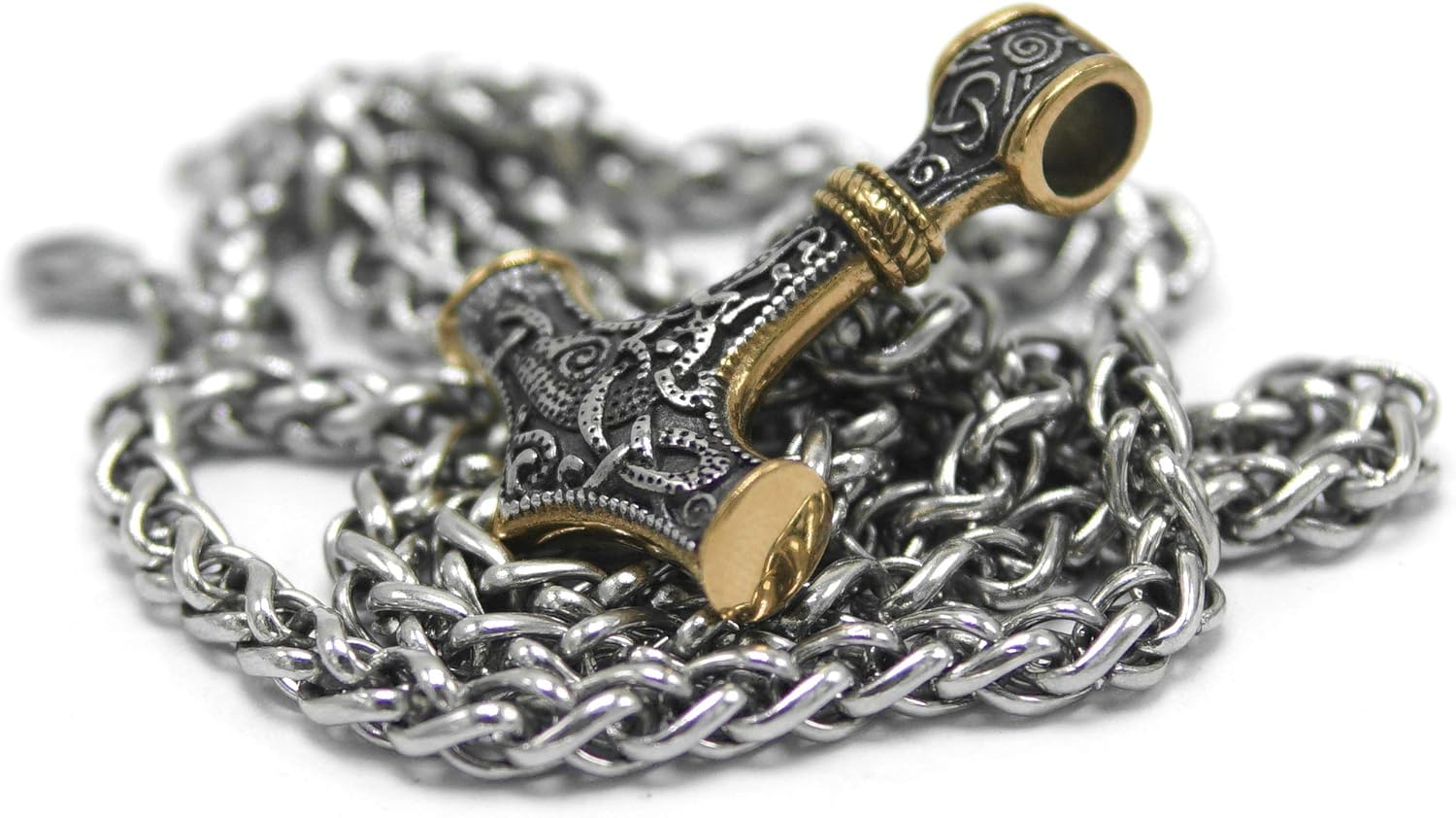 Mjolnir Thors Hammer Necklace Mixed Gold Color Pendant Stainless Steel Viking Accessories Norse Pendant Viking Jewelry for Men