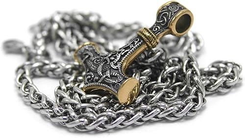 Miniatura 4 de Gungneer Mjolnir - Collar con colgante de martillo de Thors de acero inoxidable, colgante vikingo, joyería vikinga para hombre