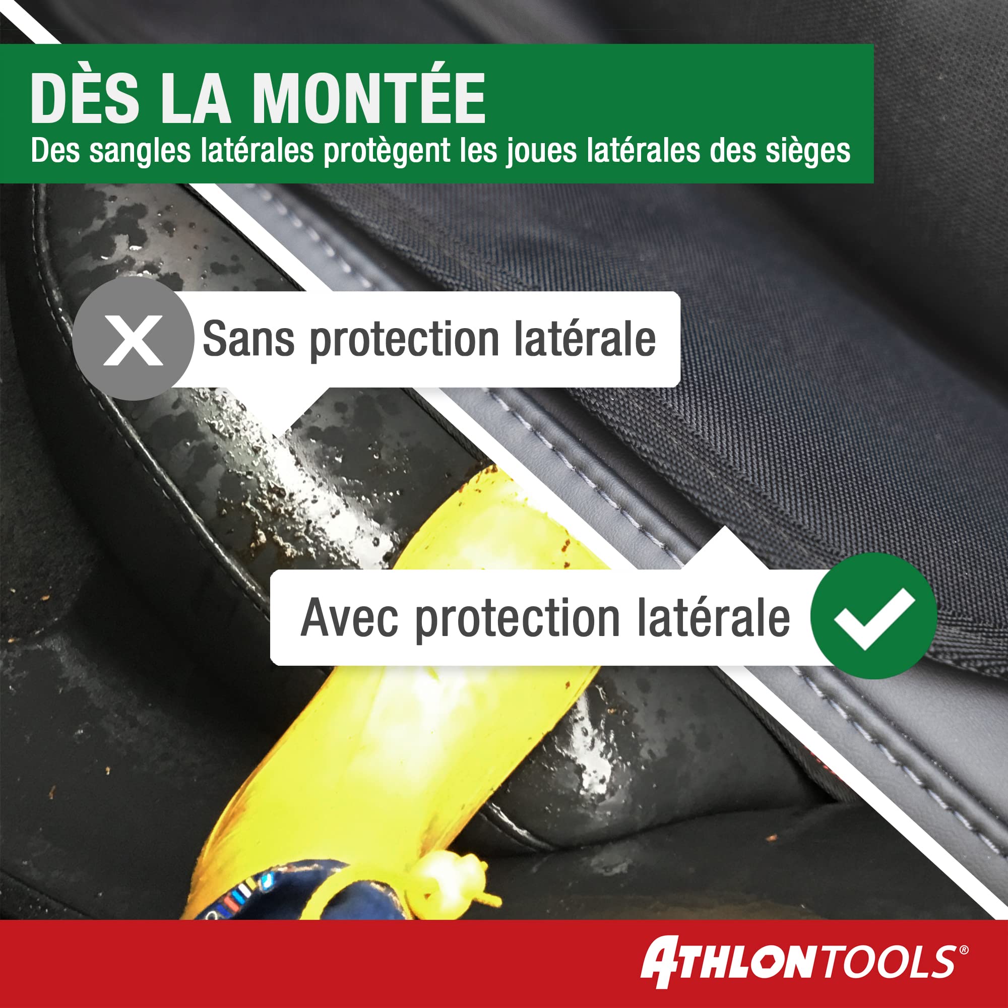 ATHLON TOOLS Tapis de siège Auto avec Protection latérale - Ajustement Optimal - Compatible Isofix - Rembourrage épais - pour sièges Enfants, Coques bébé et rehausseurs