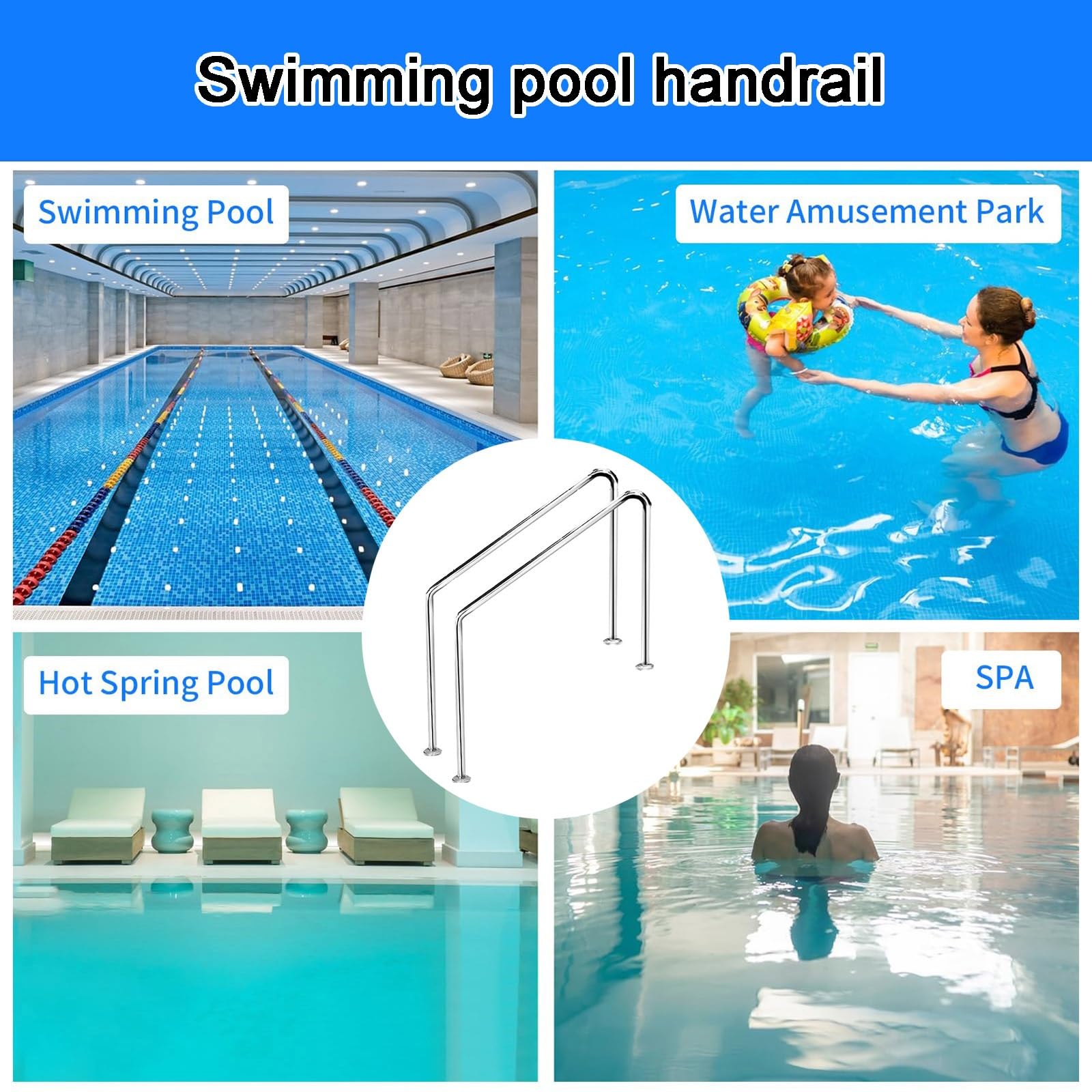 Swimming Pool Handrail, Durable Swimming Pool Stair Rail, Quick Mount Accessories, Pool Railing for Home Inground Pool Water Park