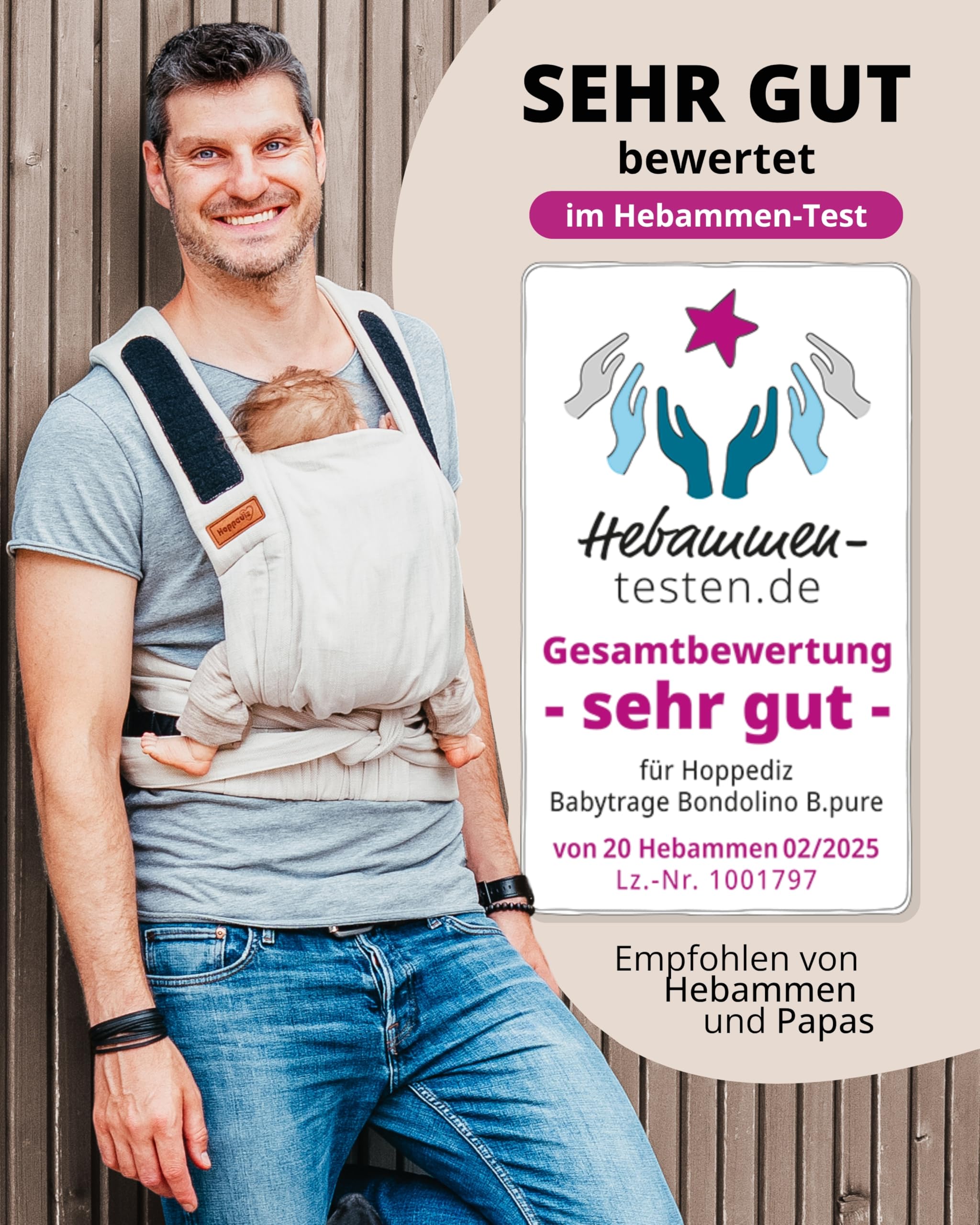 Hoppediz Babytrage Bondolino b.pure Bauchtrage Hüfttrage Rückentrage ab Geburt Elba