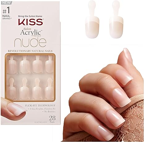 KISS Salon Acrylic French Nude Collection, Breathtaking, Real Short