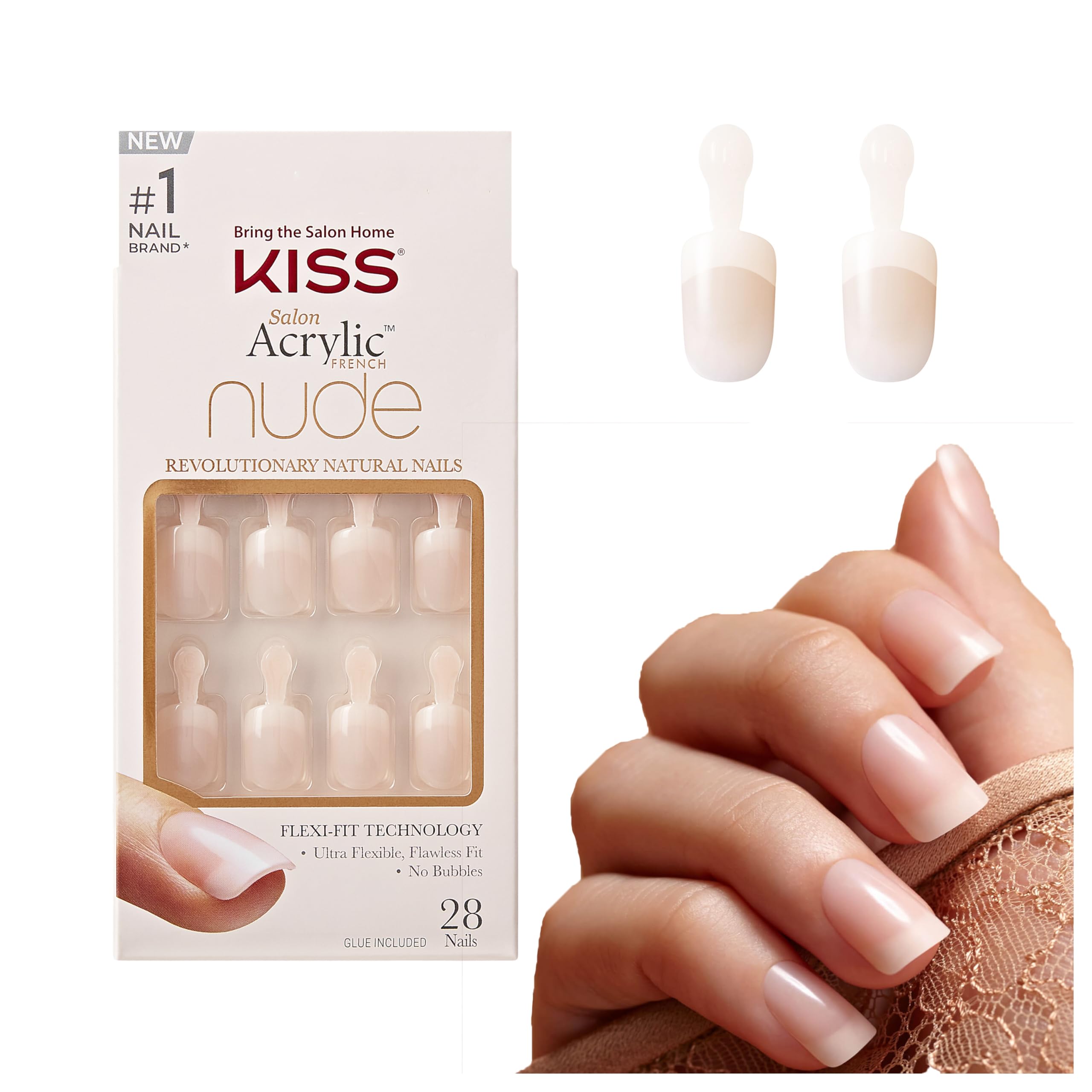 Kiss Acrylic Nude French Nails 64266 Breathtaking