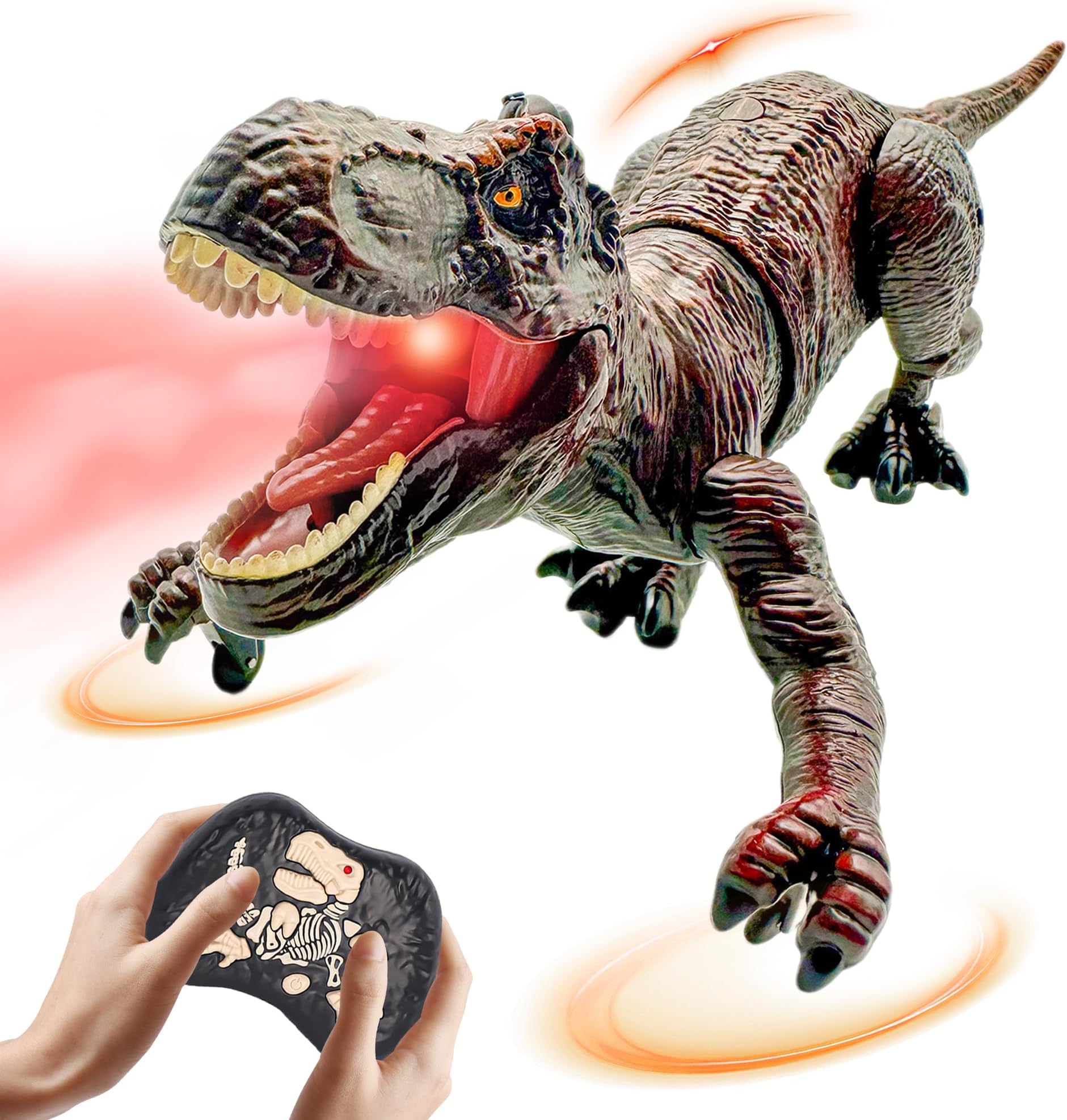 - Remote Control Dinosaur Toys for Kids 3-5, 5-7, 8-12, 10-12, Electronic RC T Rex Dino Robot Toy for Boys, Top Christmas & Birthday Gifts for 6 7 8 9 10 11 & 12 Year Old Boys (Color: Brown)