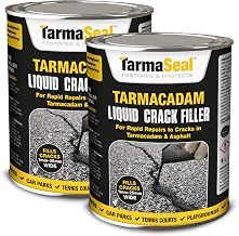Tarmac Liquid Crack Filler - 2 x 1L - Flexible Rubberised Tarmac Repair Liquid for Repairing Cracks in Tarmacadam & Asphalt. Crack Filler for Tarmacadam Driveways, Paths & Playgrounds