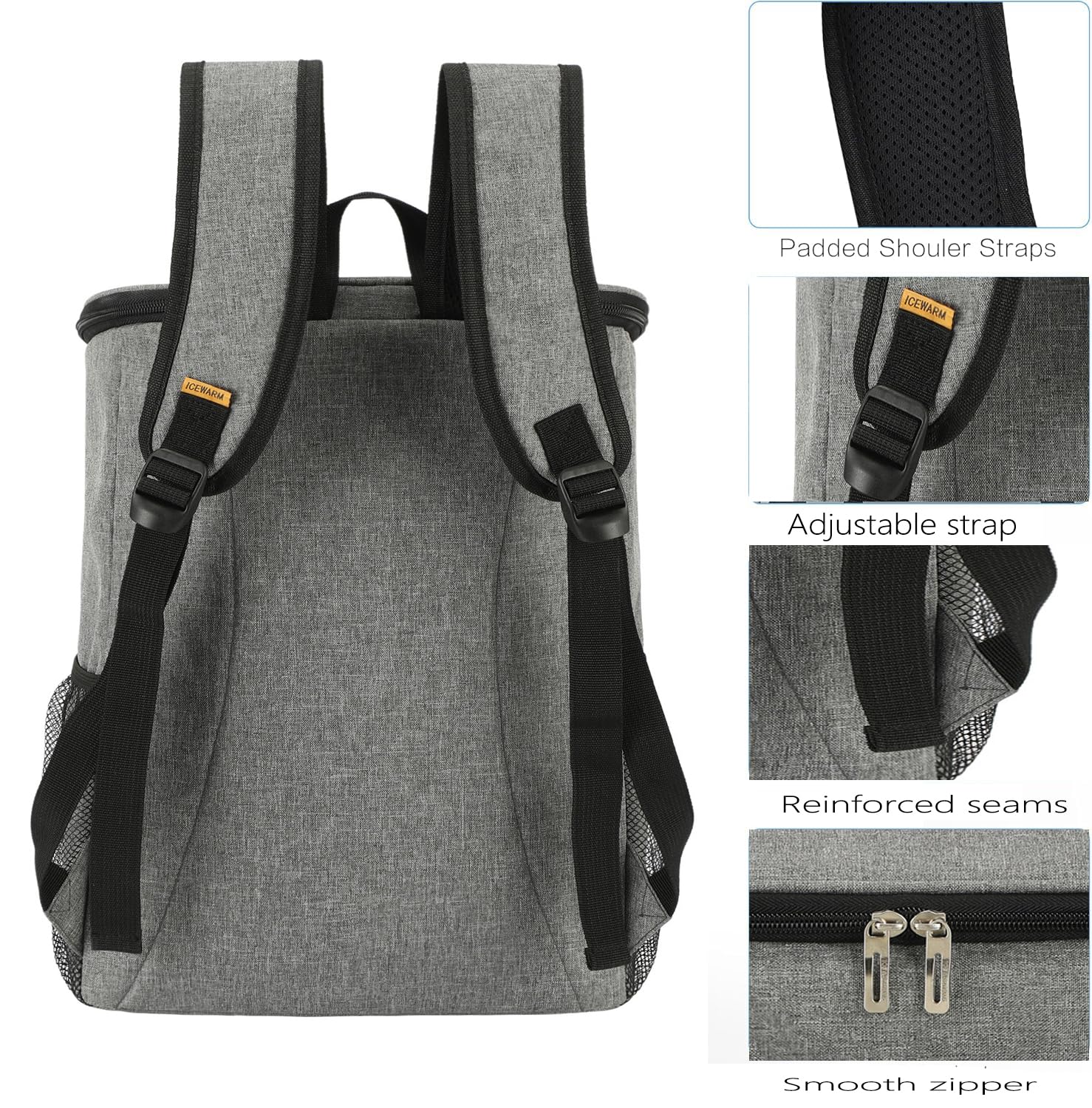 Zaino Termico 25L, Borsa Frigo Porta Pranzo Isotermica, Borsa della Spesa Termica per Picnic, Escursionismo, Campeggio, Barbecue, Spiaggia e Sport