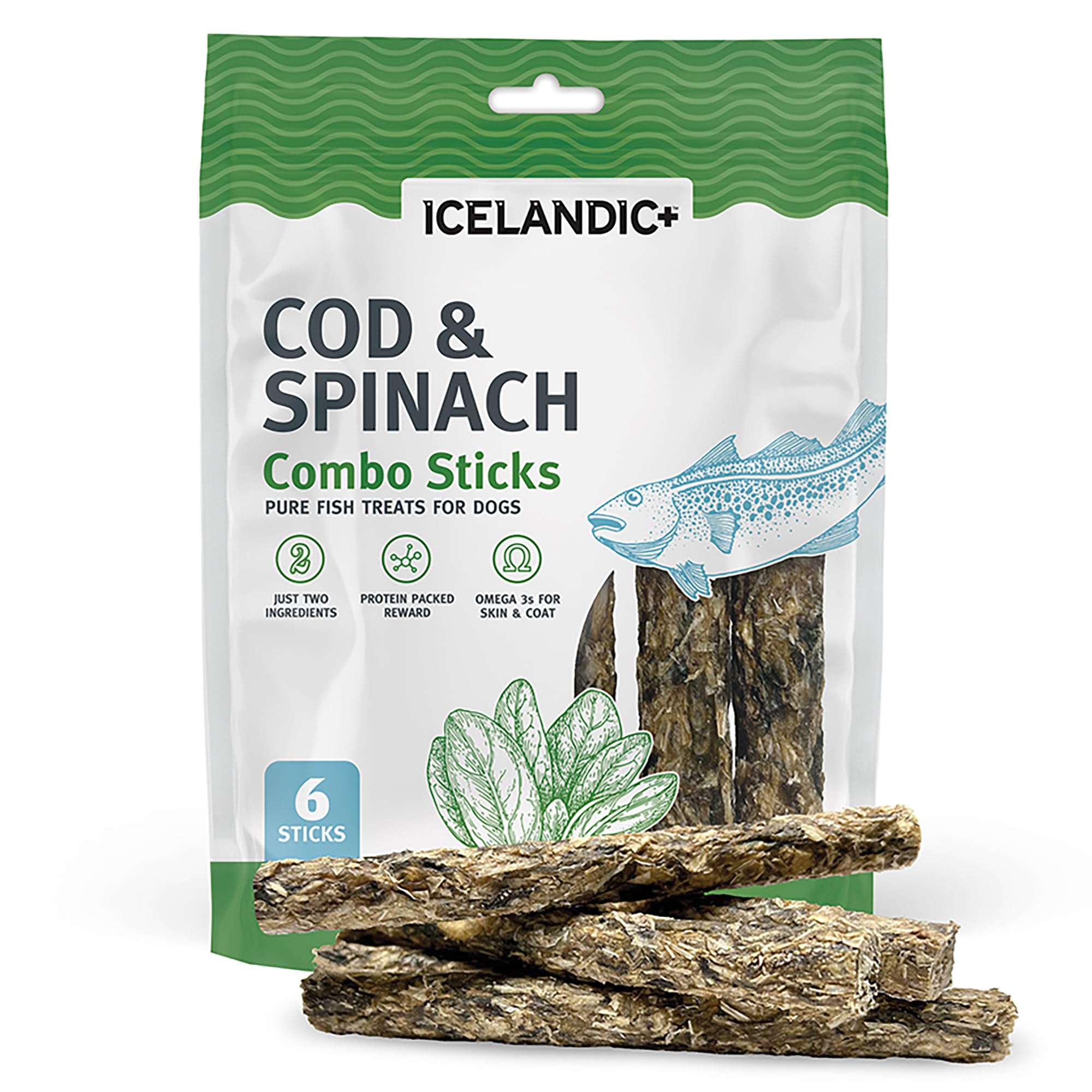 fish sticks stick accessories compatible Icelandic+ Cod & Spinach Combo Sticks, 6-Pack Wild-Caught Dog Treats Aussie Made Rod Holders Fishing Reels South Africa Size:10ft the Click N Fish