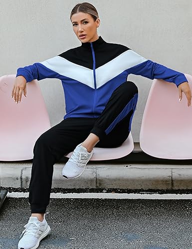 Miniatura 3 de Marvmys Conjunto deportivo de 2 piezas para mujer, conjunto deportivo de manga larga con cremallera y bolsillo