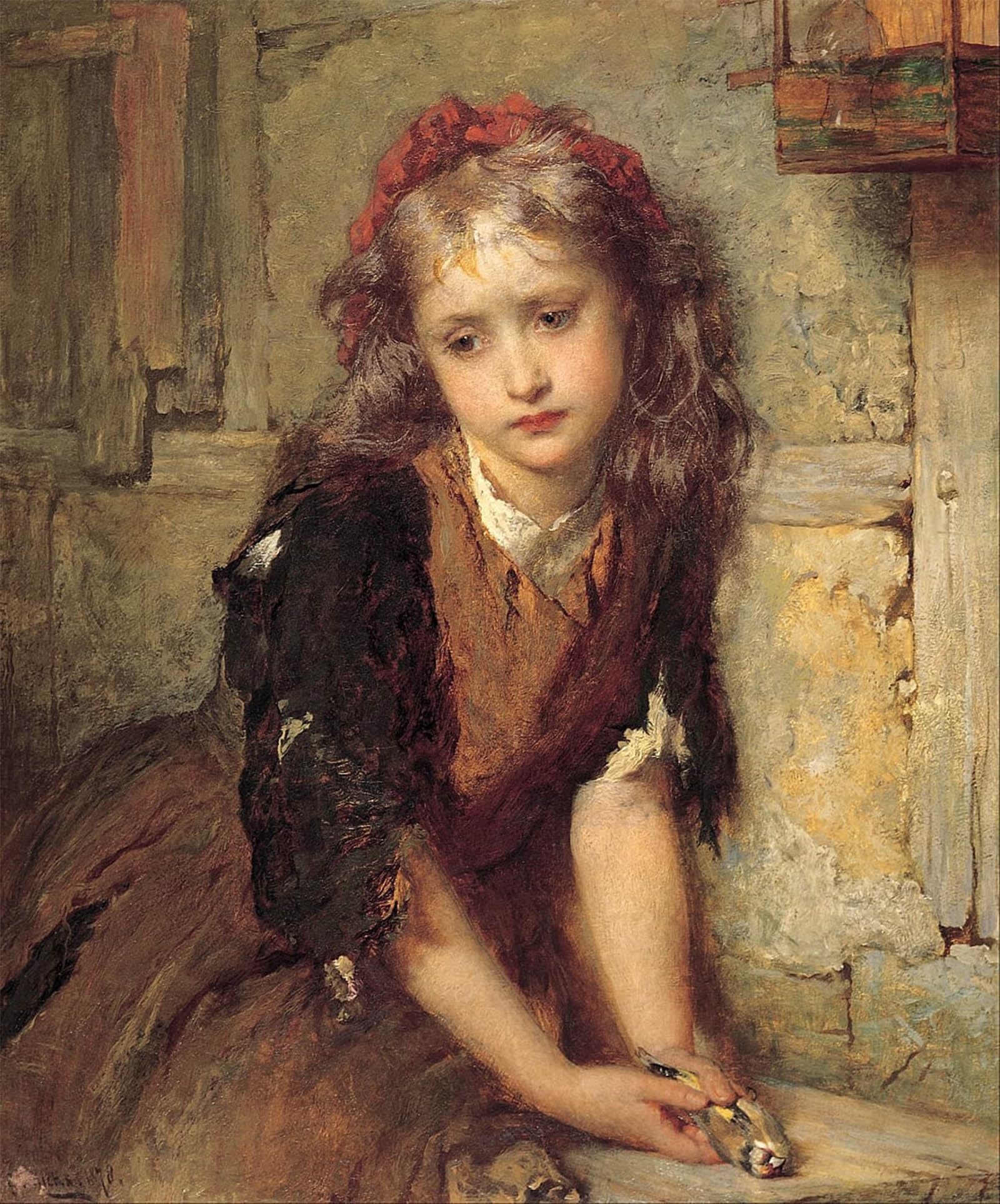 ARTXLXXBN Famous Painting Art Wall Decor Abstract Art Picture the Dead Goldfinch by George Elgar Hicks Animal Pictures for Home Decor 60x90cm