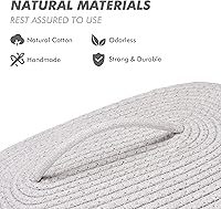 Vista 87 de Sea Team Round Cotton Rope Storage Basket with Lid, Lidded Woven Storage Bin, Nursery Storage Container, Diaper Caddy, Baby Shower Basket, Box, Cream