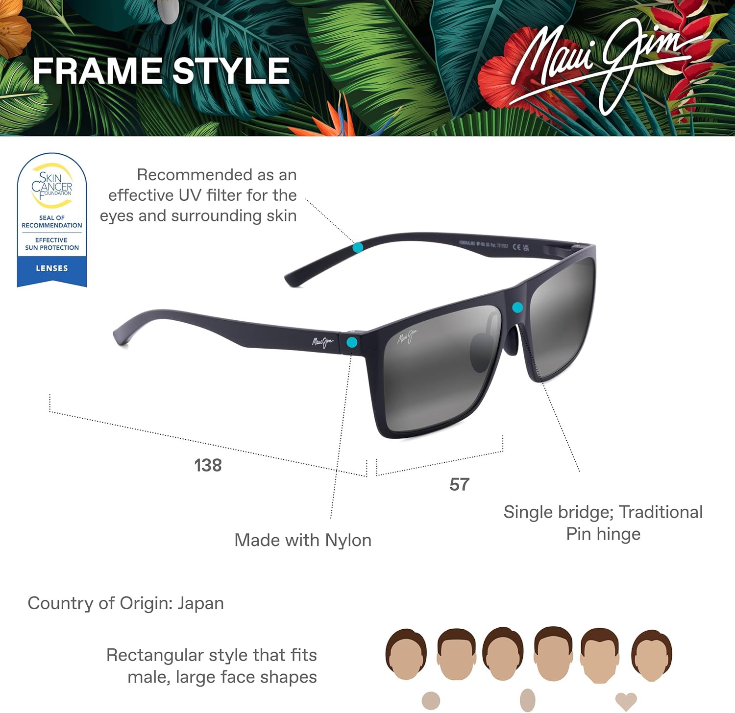 Maui Jim Polarized Men's and Women's Beaches Universal Fit Aviator Sunglasses - Image 6