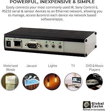 Amazon Com Global Cache Gc 100 06 Network Adapter Connects Rs232 Serial And Infrared Devices To A Wired Ethernet 6 Inch Electronics