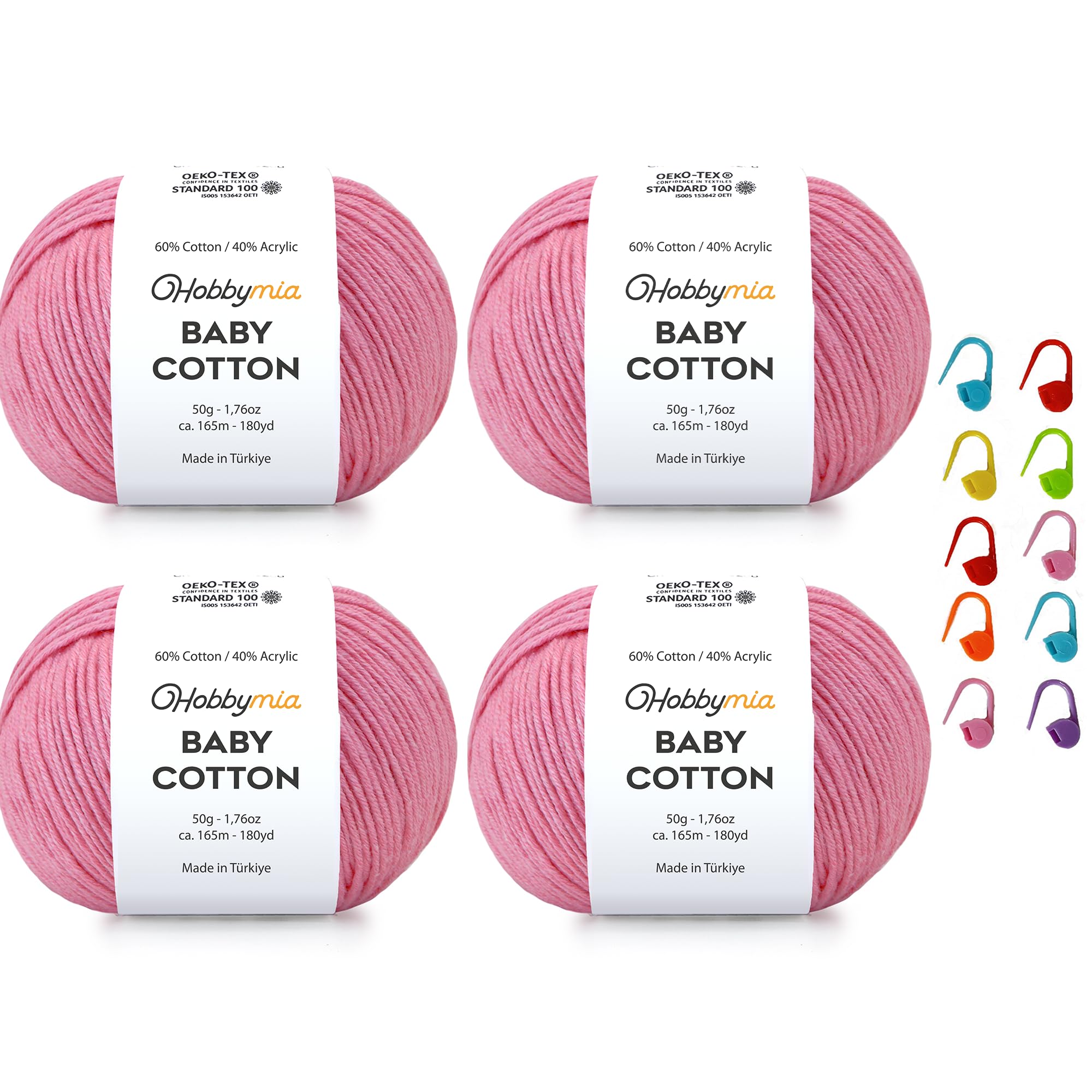 Baby Cotton Blend Yarn – Soft Sport Weight Yarn for Crochet & Amigurumi - 50g/180yds - 60% Cotton 40% Acrylic - Ideal for Baby & Knitting Proj.(Neon Green, 1 Ball) — view 82
