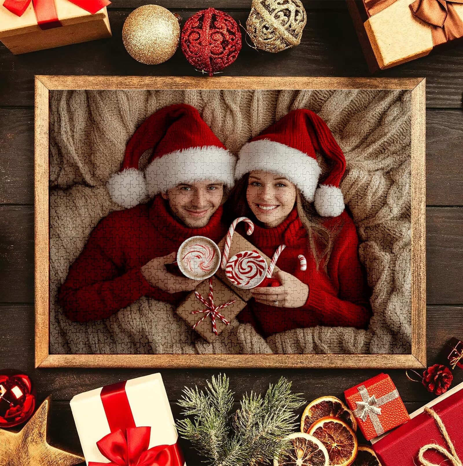 Puzzle Personalizado con Foto, Personalizada Rompecabezas Personalizado Diseña tu Logo Foto o Texto, Personalizado Navidad Halloween San Valentín Parejas Niños Familia Amigos h-2997